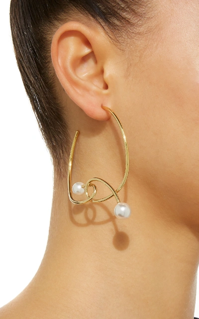 Shop Joanna Laura Constantine Gold-plated And Pearl Knot Hoop Earrings