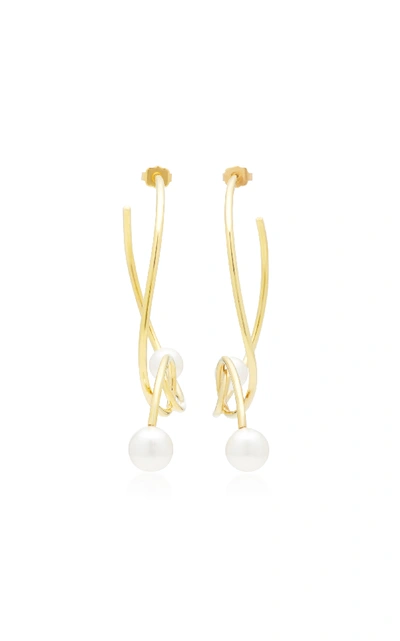 Shop Joanna Laura Constantine Gold-plated And Pearl Knot Hoop Earrings