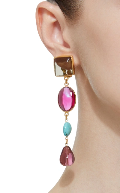 Shop Loulou De La Falaise 24k Gold-plated Stone And Turquoise In Pink