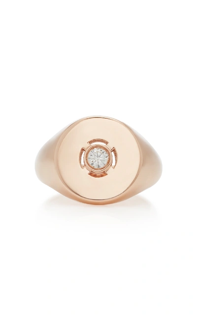 Shop Carbon & Hyde Discus 18k Rose Gold Diamond Pinky Ring In White