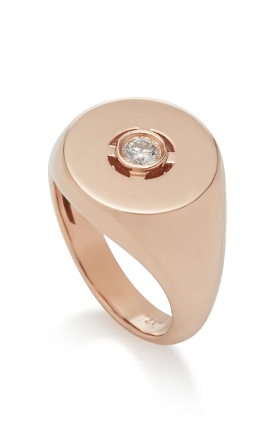 Shop Carbon & Hyde Discus 18k Rose Gold Diamond Pinky Ring In White
