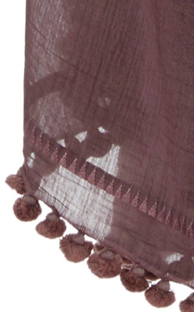 Shop Matta Dupatta Tasseled Cotton And Silk Shawl In Purple