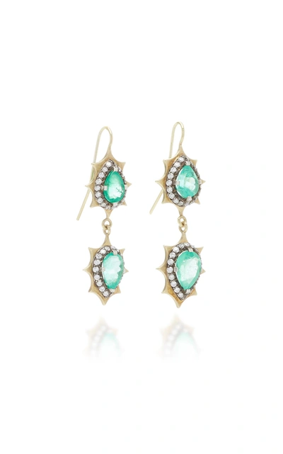 Shop Sylva & Cie One-of-a-kind Colombian Emerald Drop Earrings In Green