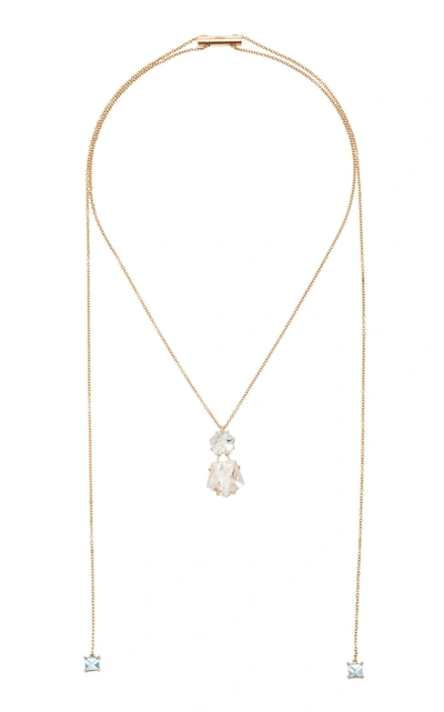 Shop Misui 18k Rose Gold, Aquamarine And Morganite Necklace In Blue