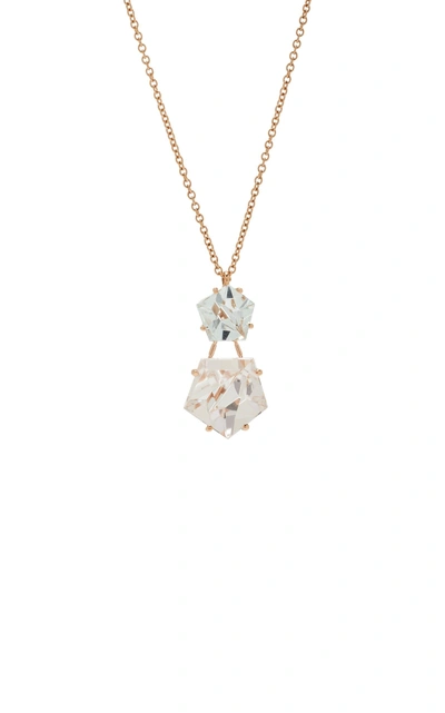 Shop Misui 18k Rose Gold, Aquamarine And Morganite Necklace In Blue