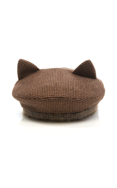 Shop Maison Michel Billy Ears Reversible Wool-blend Hat In Black