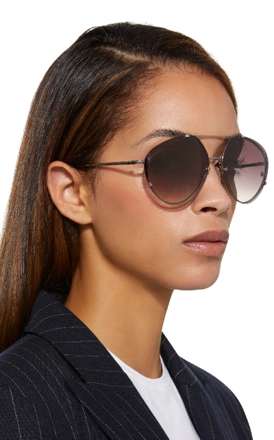 Shop Balenciaga Aviator-style Metal Sunglasses In Brown