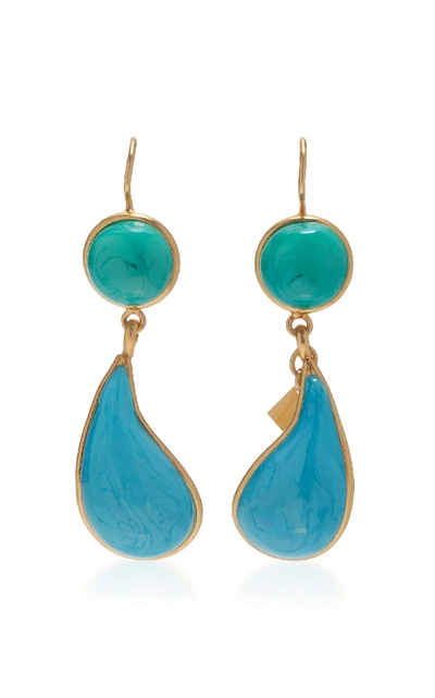 Shop Loulou De La Falaise 24k Gold-plated Stone Earrings In Blue