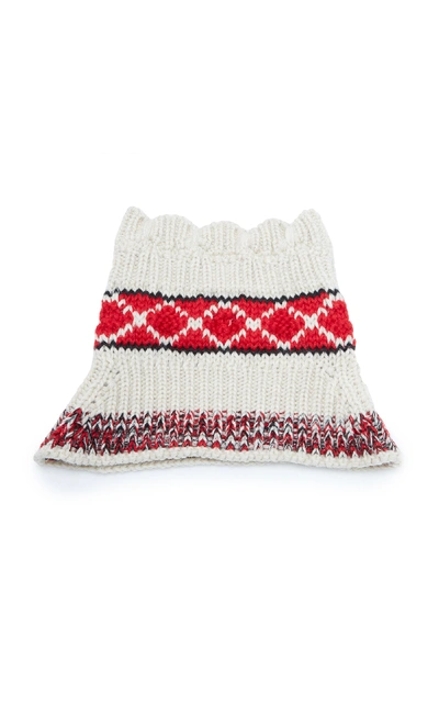 Shop Isabel Marant Estil Intarsia Knit Wool-blend Snood Scarf In Neutral
