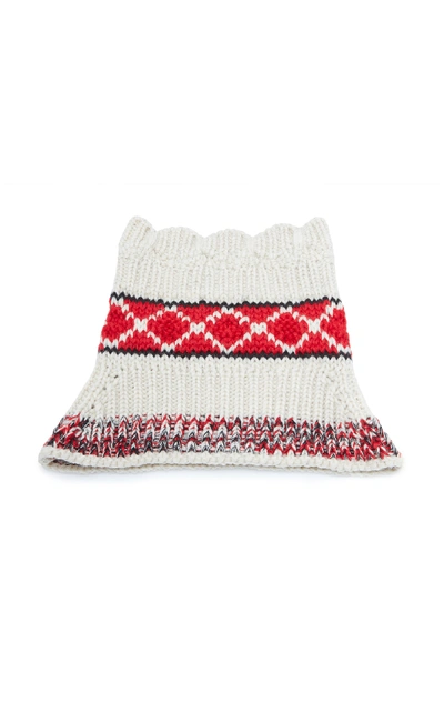 Shop Isabel Marant Estil Intarsia Knit Wool-blend Snood Scarf In Neutral