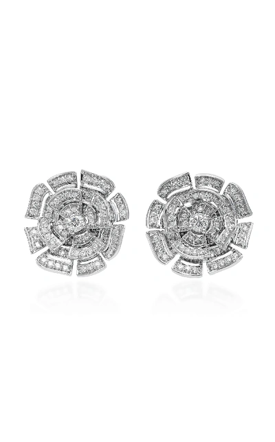 Shop Hueb Labyrinth 18k White Gold Diamond Stud Earrings