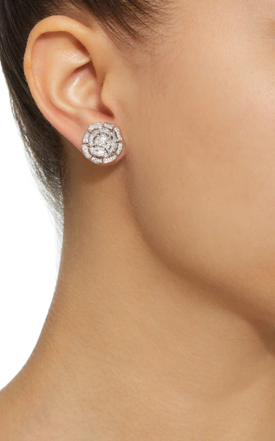 Shop Hueb Labyrinth 18k White Gold Diamond Stud Earrings