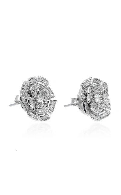 Shop Hueb Labyrinth 18k White Gold Diamond Stud Earrings