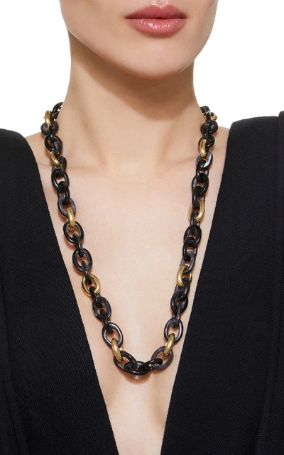 Shop Ashley Pittman Meli Dark Horn Necklace In Black