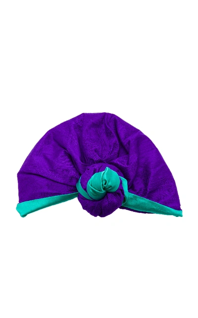 Shop Julia Clancey Edith Silk-charmeuse Turban In Multi
