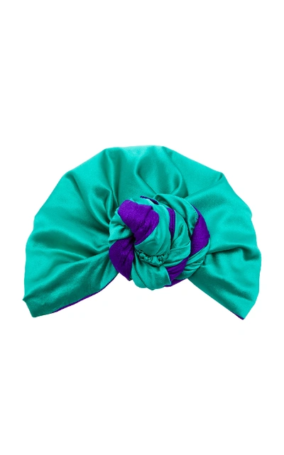 Shop Julia Clancey Edith Silk-charmeuse Turban In Multi