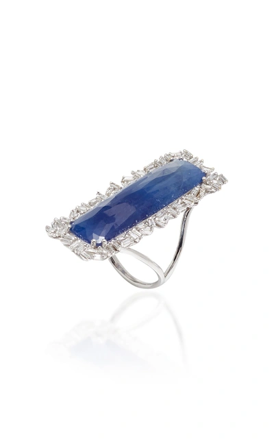 Shop Suzanne Kalan One-of-a-kind Sapphire Ring With Diamond Baguettes In Blue