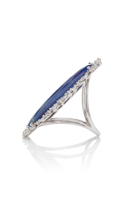 Shop Suzanne Kalan One-of-a-kind Sapphire Ring With Diamond Baguettes In Blue