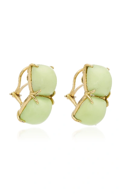 Shop Sorab & Roshi 18k Gold Crysophase Clip Earrings In Green