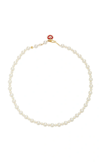 Shop Roxanne Assoulin Bubble Swarovski Pearl Gold-tone Necklace In White