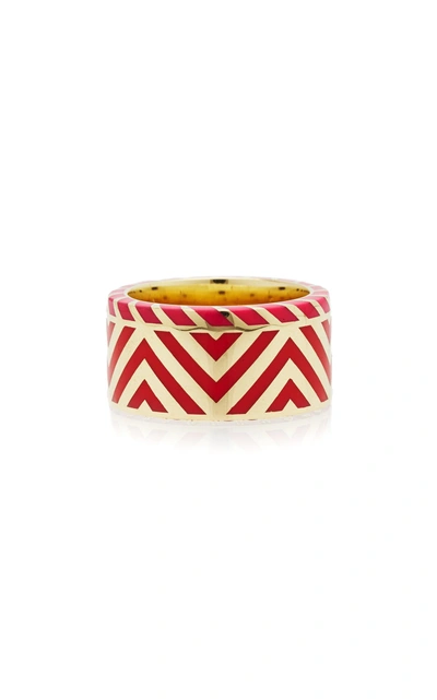 Shop Alice Cicolini Memphis Chevron Wide Band In Pink Sapphire In Red