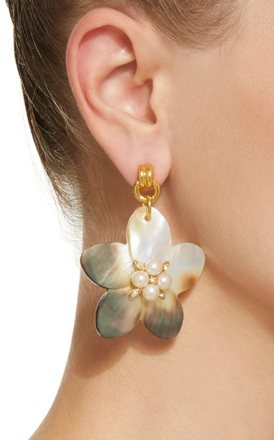 Shop Brinker & Eliza Muse Mother Of Pearl And Crystal Earrings In White