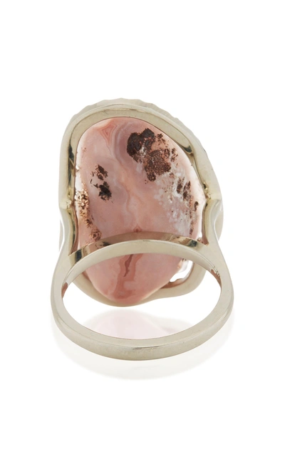 Shop Kimberly Mcdonald One-of-a-kind Agate Ring With Diamonds Set In 18k White Gold In Pink