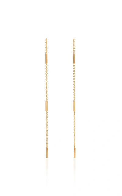 Shop Zoë Chicco 14k Tiny Bar Threader Earrings In Gold