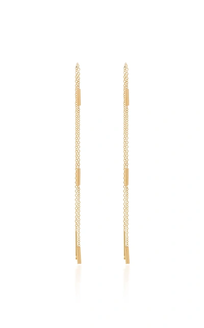 Shop Zoë Chicco 14k Tiny Bar Threader Earrings In Gold