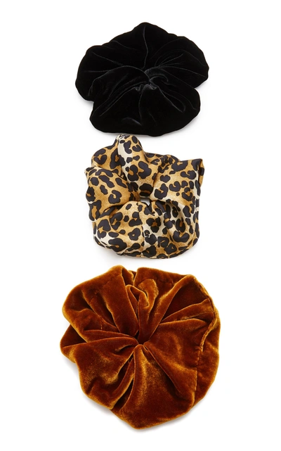 Shop Jennifer Behr M'o Exclusive Set Of 3 Velvet Scrunchies In Animal