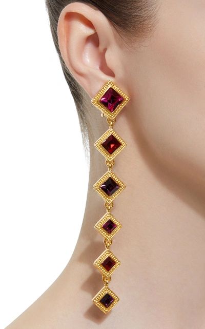 Shop Ben-amun Gold-plated Crystal Earrings In Red