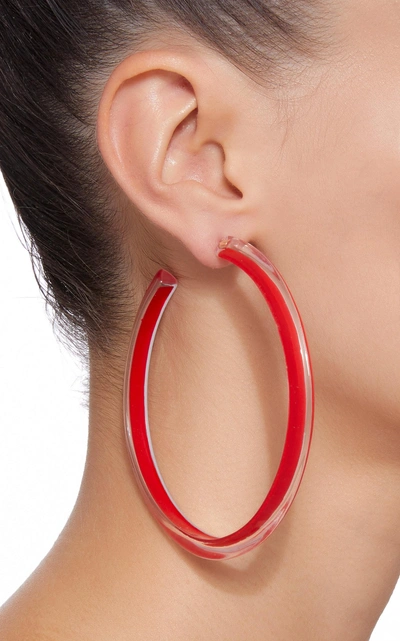 Shop Alison Lou Large Jelly Lucite Hoop Earrings In Red