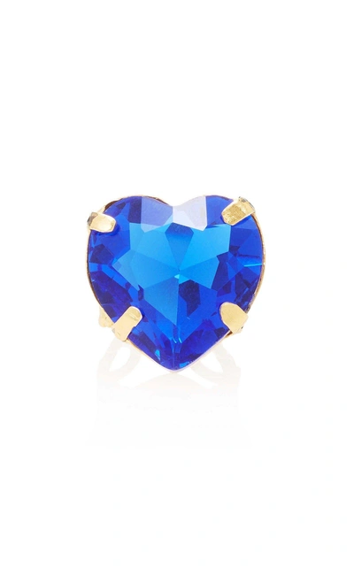Shop Mordekai Crystal Heart Ring In Blue