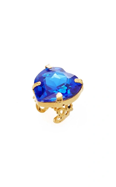 Shop Mordekai Crystal Heart Ring In Blue