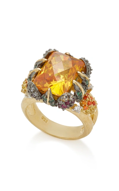 Shop Anabela Chan Tangerine 18k Gold Vermeil, Garnet And Diamond Ring In Yellow