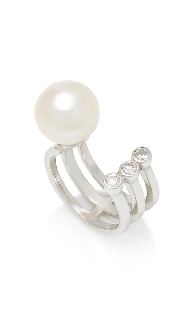 Shop Lynn Ban Jewelry Sterling Silver Diamond And Pearl Ring