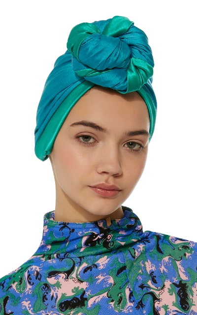Shop Julia Clancey Edith Silk Turban In Green