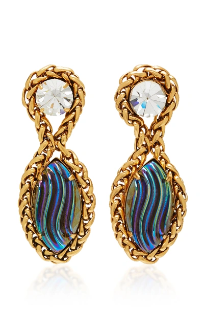 Shop Nicole Romano Palmer 18k Gold Plated Chain And Glass Earrings In Multi
