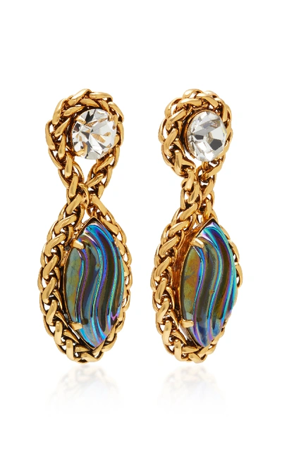 Shop Nicole Romano Palmer 18k Gold Plated Chain And Glass Earrings In Multi