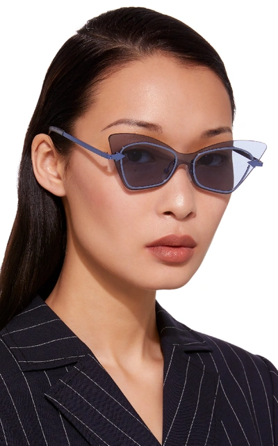 Shop Karen Walker Mrs Brill Cat Eye Acetate Sunglasses In Blue
