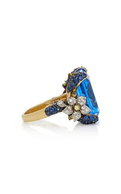 Shop Anabela Chan Cinderella 18k Gold, Sapphire And Diamond Ring In Blue