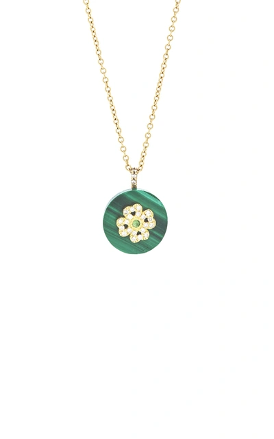Shop Noush Jewelry Coexist Clover On Malachite Necklace In Green
