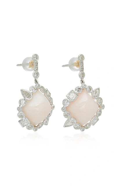 Shop Ilana Ariel Stepping Stone 14k Gold, Opal And Diamond Earrings In Pink