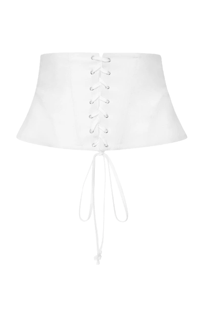 Shop Fleur Du Mal Silk Corset Belt In White