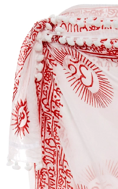 Shop Matta Dupatta Printed Cotton And Silk-blend Sarong In Red