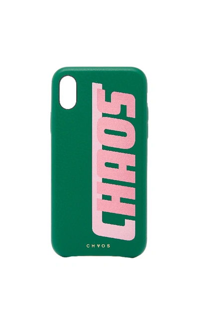 Shop Chaos Leather Iphone X Case In Green