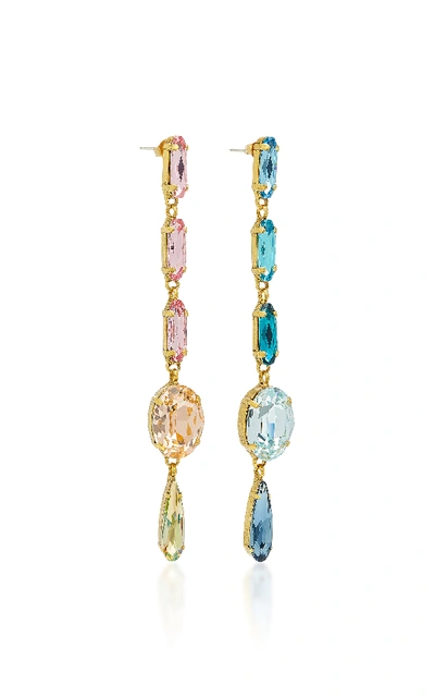 Shop Roxanne Assoulin Hip Hop But Not Mismatched Swarovski Crystal Earrings In Pink