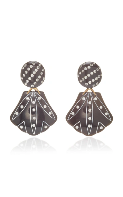 Shop Lulu Frost One-of-a-kind Art Deco Celluloid Fan Earring In Black