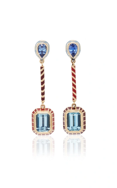 Shop Alice Cicolini Candy Lacquer Long Drop Earring In Aquamarine In Purple