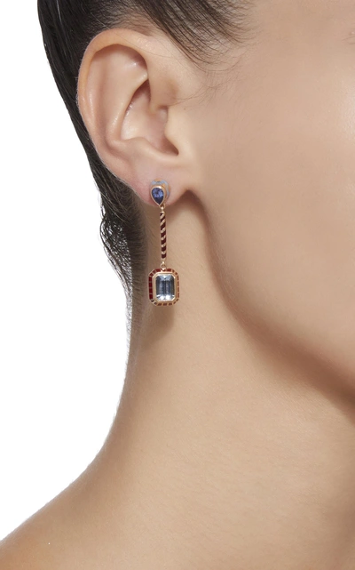 Shop Alice Cicolini Candy Lacquer Long Drop Earring In Aquamarine In Purple